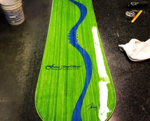 167 Pin, Custom inlay with dyed Green and Blue Koto veneer for Will R